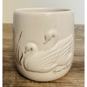 TeleFlora Gloria Vanderbelt planter or mug with Swans